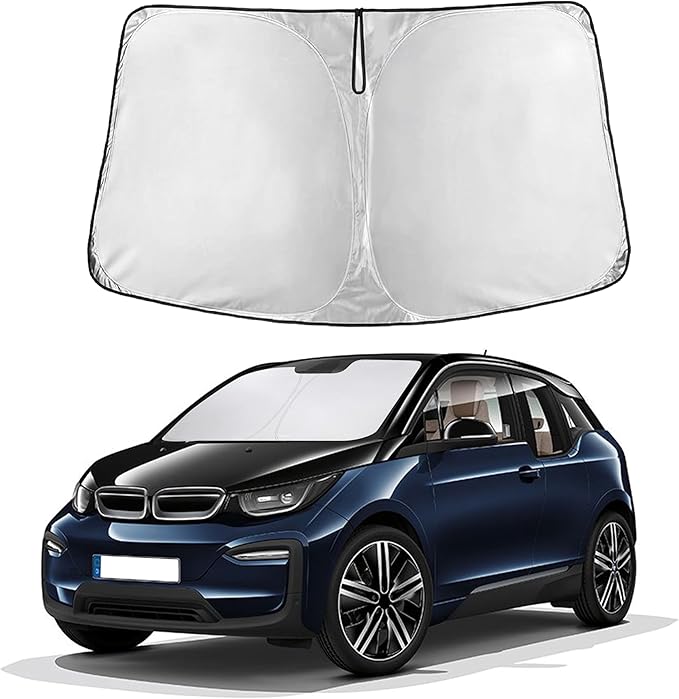 EcoNour Windshield Sun Shade Compatible for BMW i3 2014-2022 Front Window Sunshade Foldable Sun Visor UV & Heat Blocking Protection