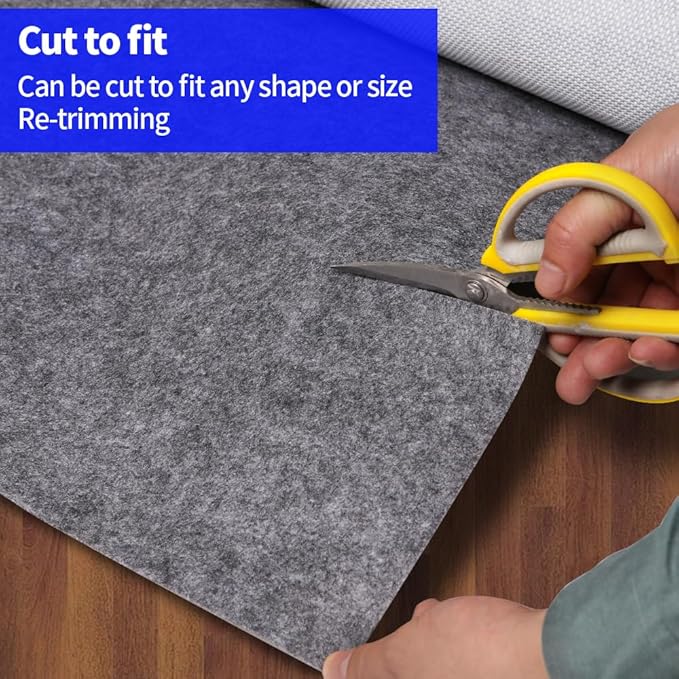 Waterproof Non-Slip 1/5” Extra Thick 8x10 ft Rug Pad for Large Area Rugs Durable Felt Floor Protection pad for All Floors, Suitable for Cutting. Rug Pads Keep Rugs in Place and Provide Cushioning