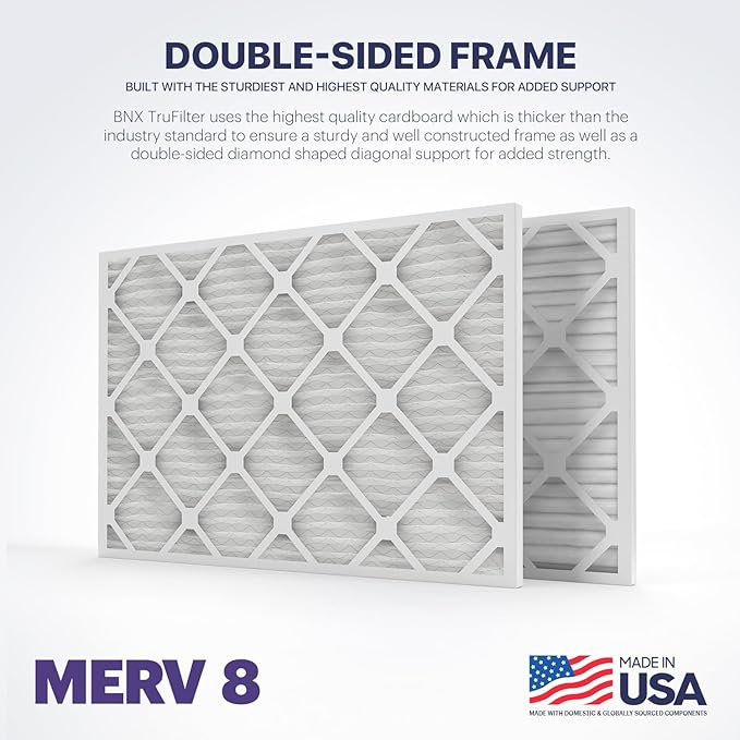 BNX TruFilter 14x30x1 Air Filter MERV 8 (4-Pack) - MADE IN USA – Dust & Pet Defense Electrostatic Pleated Air Conditioner HVAC AC Furnace Filters for Dust, Pet, Mold, Pollen MPR 600 – 700 & FPR 5