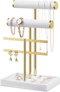Josmimic Bracelet Holder Jewelry Organizer Display - 3 Tier T Bar Velvet Stand, Black Jewelry Storage for Bracelet, Necklaces, Earrings, Rings, Watches