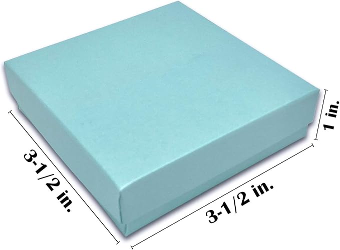 TheDisplayGuys - 25-Pack #33 Cotton Filled Cardboard Paper Jewelry Boxes Gift Case - Pearl Teal (3.5" x 3.5" x 1.0") - for Shipping or Storage