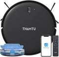 Thamtu Robot Vacuum and Mop Combo, Slim 2-in-1 Vacuum Robotic with Strong Suction, Auto-Charging, Scheduling, Smart Robot Vacuum Cleaner Ideal for Pet Hair, Hard Floors & Low-Pile Carpets