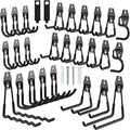 28 Pack Garage Hooks, Heavy Duty Garage Storage Hooks & Hangers Set, Wall Mounted Garage Organization System for Tools, Ladders, Bikes, Hoses, with Anti-Slip Coating Hooks for Garage, Shed, Workshop
