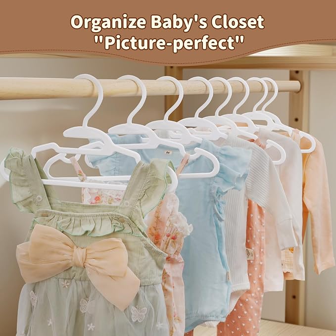 Baby Hangers 40PCS White Kids Hangers for Clothes Closet, Multifunctional Plastic Toddler Hanger for Children Infant Nursery Child Hanger - 11.4 Inch Design for Spacing Saving