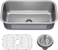 KRAUS Premier 32-inch Undermount Single Bowl 18-Gauge Stainless Steel Kitchen Sink with Bottom Grid and Strainer, KBU44