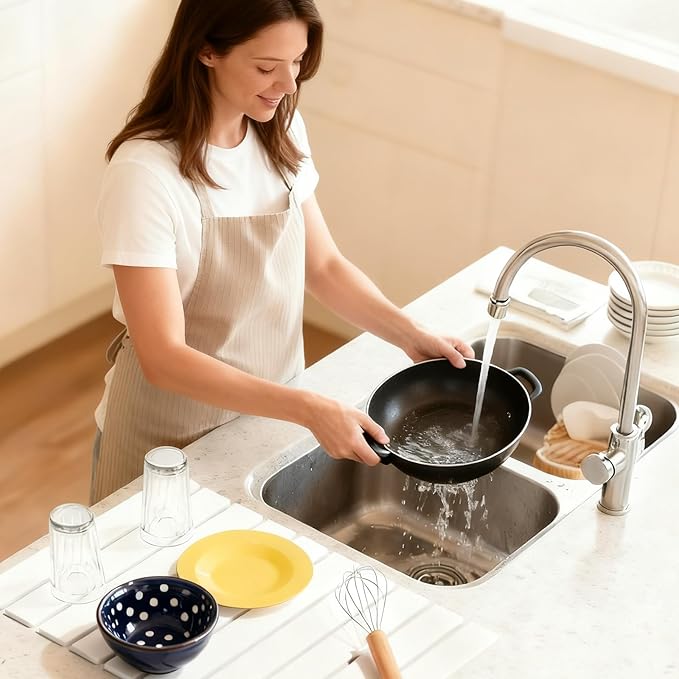 Large Stone Dish Drying Mats for Kitchen Counter, 24"(L)×16"(W),Eco-friendly, Instant Drying Pad,Diatomaceous Earth Water Absorbing Mat, Foldable and Super Absorbent Dish Drying Stone Mat