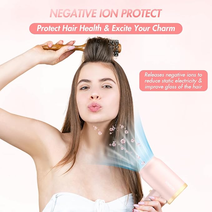 ANIEKIN Hair Dryer, 1875 Watts Fast Drying Blow Dryer with Diffuser and Concentrator, Compact Lightweight Hair Dryer for Women and Men