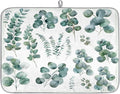 Hexteria Dish Drying Mat for Kitchen Counter Dish Mat Pad Absorbent Microfiber Kitchen Drying Mat Dish Drainer Rack Mat, 18x24 Inch, Eucalyptus Leaves