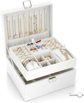 Jewelry Organizer Boxes for Women,Travel Jewelry Case, 2 Layers Removable Jewelry Box,Storage for Necklace, Bracelet, Earring,Rings,Jewelry Box Gifts for Women Girls