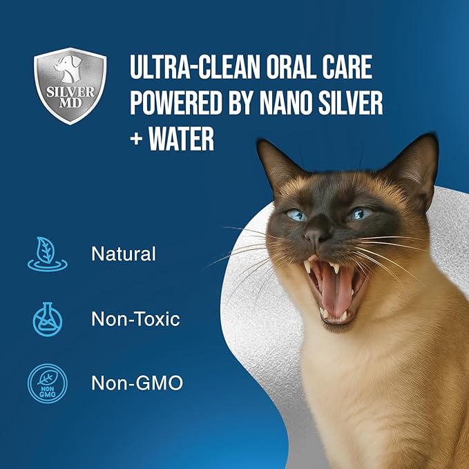 Pet Dental Care Spray for Dogs & Cats, 8 Oz, Breath Freshener & Oral Hygiene Solution with Nano Silver, Plaque & Tartar Buildup Support, Teeth Cleaning Gum Spray, Gentle Formula, No Brushing