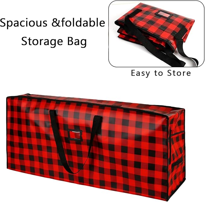 Christmas Tree Storage Bag, Plastic Waterproof Christmas Tree Bag Large Xmas Storage Box Decoration Container Reinforced Handles Dual Zippers for 9ft Artificial Holiday Xmas Disassembled Trees