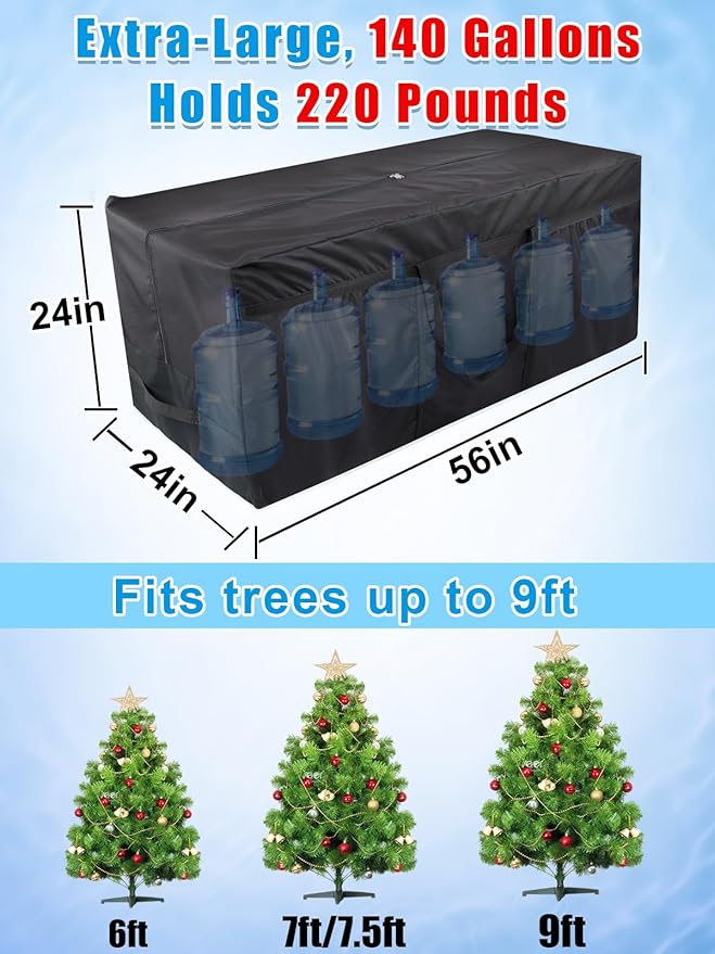 Aulock 600D Oxford Christmas Tree Storage Bag Fits 6ft/7ft/7.5ft/9ft - 56''x24''x24'' 140 Gallon Multipurpose Pool Storage Bags with 4 Handles