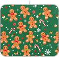 Christmas Gingerbread Man Dish Drying Mat for Kitchen Countertop 16x18 Winter Snowflake Candy Cane Green Small Drying Mat Reusable Quick Dry Dish Sink Mats Easy Clean Decorative Essentials