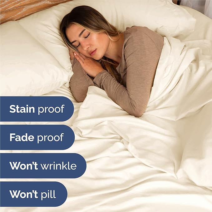 Cal King 6 Piece Sheet Set - Comfy Breathable & Cooling - Ultra Soft Hotel Luxury Bedding Set w/ 8-16 Inch Deep Pockets - 1 Flat & 1 Fitted Sheet & 4 Pillowcases - Wrinkle Free & Easy Care - Off White