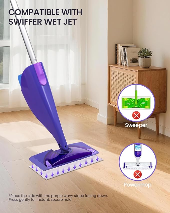 Wet Jet Refills, 50 Count Microfiber Wet Jet Pads for Swiffer Mop, Disposable Multi Surface Swifter Pads Refill, Floor Cleaner for Mopping, Heavy-Duty Absorbent and Stickiness