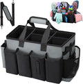 Wearable Large Cleaning Caddy Bag for Housekeeper, Clean Supply Organizer with Adjustable Shoulder, Waist & Handle Straps, Detailing Bag for Kitchen Supplies (Black&Gray)
