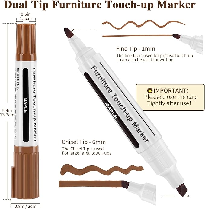 Dual Tip Furniture Markers Touch Up,Upgrade 13 Pcs Wood Markers Furniture Repair Kit,Touch Up Paint Pen and Wood Filler Putty Stick with Sharpener Kit,for Wood Stain Remover,Wood Floor Scratch Repair