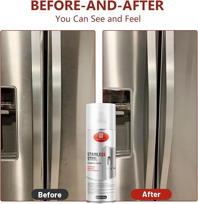 Stainless Steel Cleaner & Polish （17OZ Pack of 2）- Quick Shine, Streak-Free Formula - Safe for Appliances, Cookware, Sinks - Restores Shine - Eco-Friendly