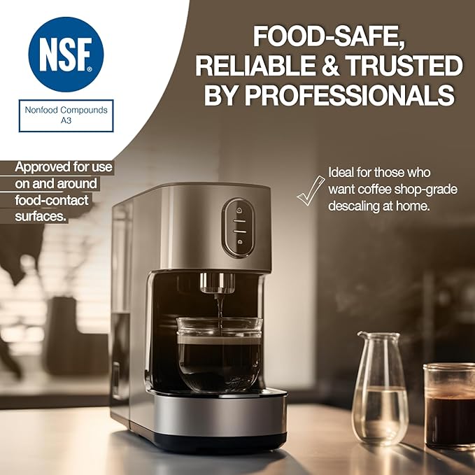 ERRECOM Moka, Coffee Machine Descaler, NSF Registered A3, Compatible with all Coffee Machines and Kettles, Quart bottle