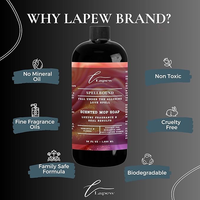 Lapew Spellbound Scented Mop Soap Concentrate 36 oz | Premium Fragranced Floor Cleaner | Streak-Free | Hard Floor Cleaning Solution | Eco Friendly | Made in USA (Love Spell)