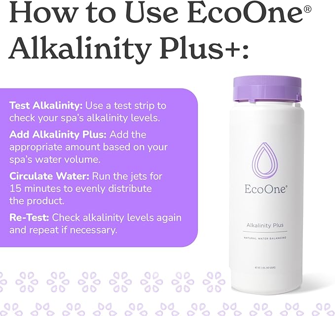 Alkalinity Plus by EcoOne | Natural Water pH Increaser for Hot Tub Application | Chlorine-Free, Phosphate-Free Hot Tub pH Increaser | Increases Alkalinity & Neutralizes pH to Prevent Buildup, 2 Lbs