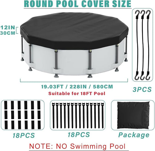 18FT Pool Covers for Above Ground Pools, Safana Round Pool Winter Cover, Tear Resistant Fabric Swimming Pool Covers, Superior Strength & Durability, Prevent Leaves, UV Resistance, Prevent from Debris