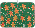 Christmas Gingerbread Man Dish Drying Mat for Kitchen Countertop 18x24 Winter Snowflake Candy Cane Green Large Drying Mat Reusable Quick Dry Dish Sink Mats Easy Clean Decorative Essentials
