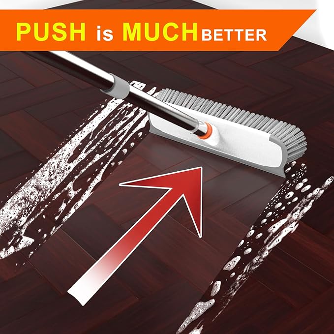 Heavy Duty Floor Scrub Brush and Grout Cleaner Tool with Long Handle Deck Brush with Stiff Bristles Outdoor Scrubber for Cleaning Deck Tile Kitchen Swimming Pool Bathroom(2 Pack Brush Head)