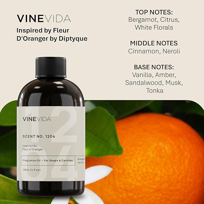 VINEVIDA [4oz] Scent No.1204 Fragrance Oil for Candle & Soap Making - Natural Candle Scents Made in USA