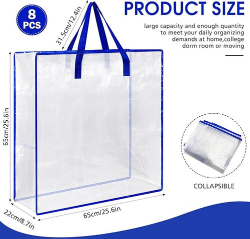 8 Pcs Clear Wreath Storage Bags 26 Inch Christmas Decoration Garland Container Door Garland Holiday Wreath Storage Holder with Handle and Zipper Heavy Duty Plastic Packing Totes(Blue)