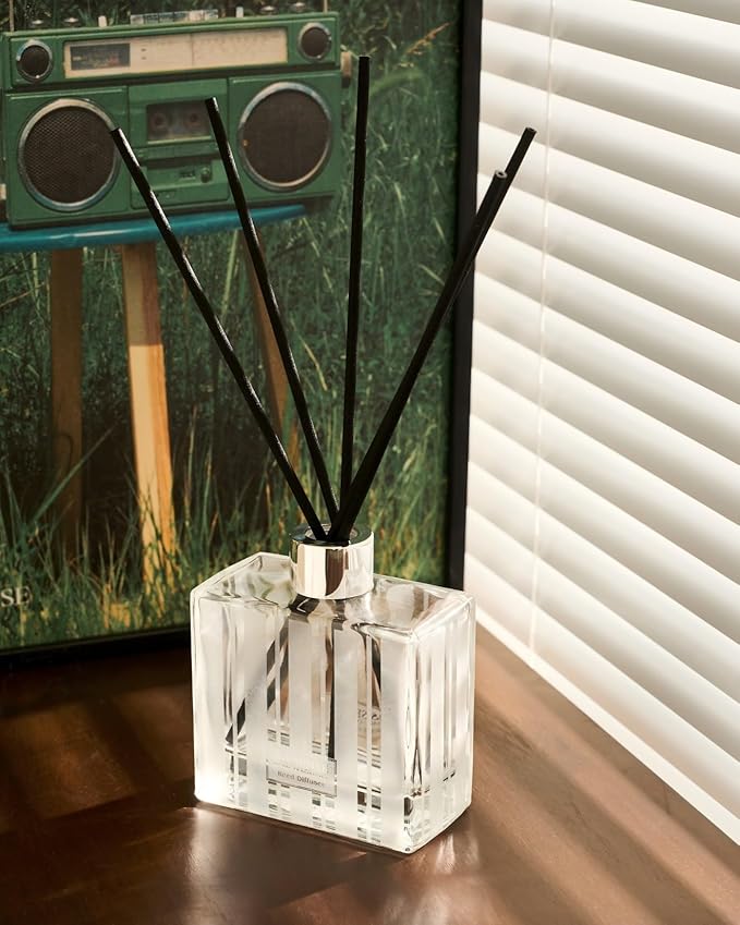 M&SENSE Sandalwood Lavender Reed Diffuser Set - 7.04oz Non-Toxic Essential Oil Diffusers with Sticks, Holiday Aromatherapy Diffusers for Bedroom & Bathroom & Shelf Decor