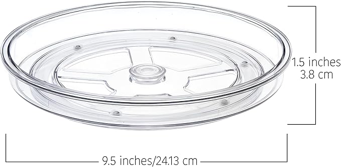 primebox 9.4" Lazy Susan Organizer. 360 Degree Rotating Turntable for Cabinets, Fridge, Vanity, Pantry, Bathroom, Under Sink Organizing, Countertops, Organizer for Spices Clear 2 Pack
