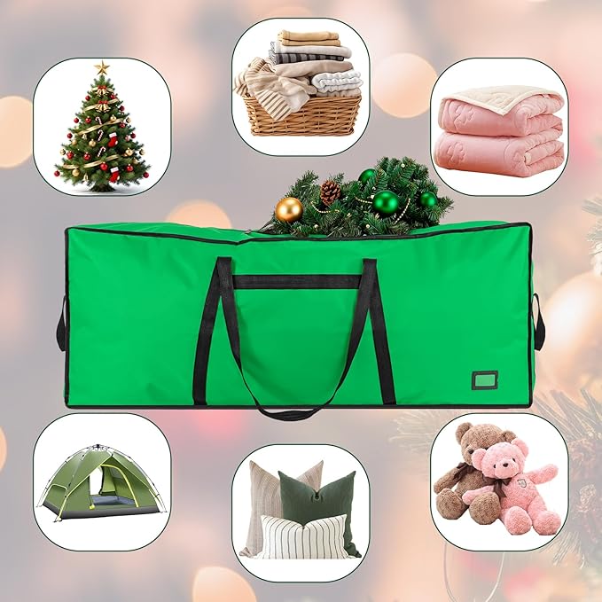 9 ft Christmas Tree Storage Bag, Heavy Duty Christmas Tree Bag with Reinforced Handles and Dual Zippers Wide Opening, Large Capacity fits for Artificial Christmas Tree (Green, 9ft)