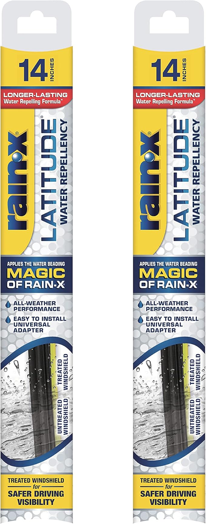 Rain-X 810202 Latitude 2-In-1 Water Repellent Wiper Blades, 14 Inch Windshield Wipers (Pack Of 2), Automotive Replacement Windshield Wiper Blades With Patented Rain-X Water Repellency Formula