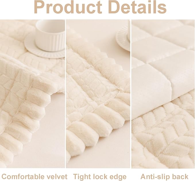 Mivnue Pet Couch Cover Protector Sofa Covers for Pets Washable Non Slip Couches and Sofas Dog Mat (Cream, 27.6" x 82.7")