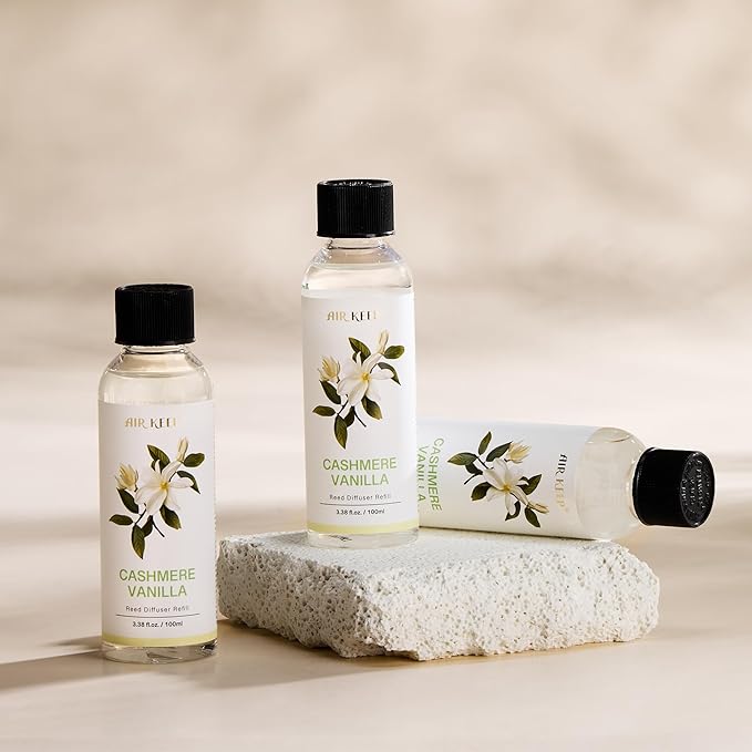 Airkeep Reed Diffuser Oil Refill/Cashmere Vanilla/3.38 oz(100ml)/3 Pack/Scented Oil Refill for Reed Diffuser Home Fragrance for Bedroom, Bathroom Office Home Decor