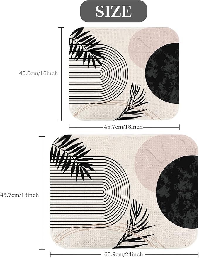 Quick Absorbent Kitchen Drying Mat - Stylish Patterns Dish Drying Mat- 16×18 Inch & 18×24 Inch Kitchen Drainer Mat for Countertops, Dishes & Glassware