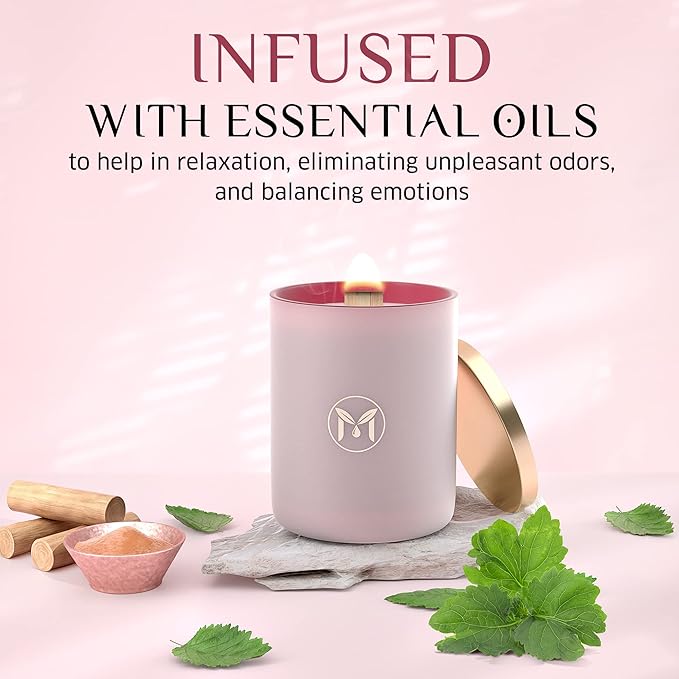 MyrrhUSA Sandalwood Patchouli Scented Candle – 15 oz Natural Soy Wax with Crackling Wooden Wick & Essential Oils, 80 Hour Burn, Luxury Aromatherapy Candle for Relaxation, Home Décor & Gift Purpose