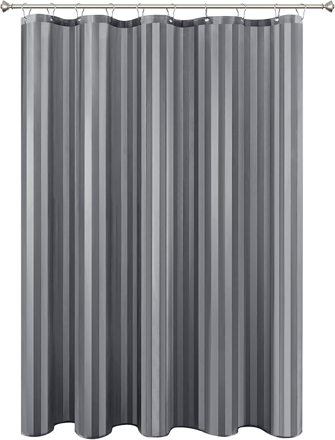 Biscaynebay Fabric Shower Curtain Liner 72" x 72", Dark Grey Water Repellent Stripes Bathroom Curtains Machine Washable