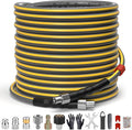 TUTULUCK Sewer Jetter Kit for Pressure Washer, 5800PSI Drain Cleaner Hose 1/4 Inch NPT Corner,Showerhead,Rotating rotates,Mushroom Nose,Corner sewer nozzle(100FT)