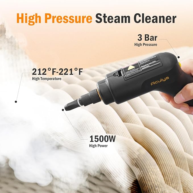 Aculya Life Handheld Steam Cleaner for Home, 1.69QT Portable Temperature Steamer Cleaning for Furniture, Kitchen, Grease, Car, Carpet, Grout