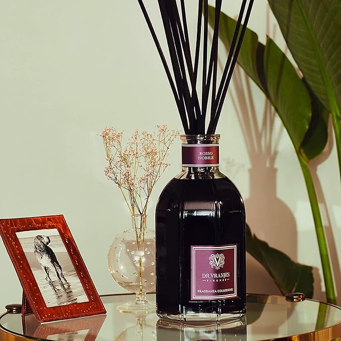 Dr. Vranjes - Rosso Nobile 250 ml Diffuser + Double Pack of Black Sticks (3 Pieces Bundle) - Luxury Home Fragrance, Made in Italy, Main Scent Fruity: Orange, Strawberry and Red Berries, Birch