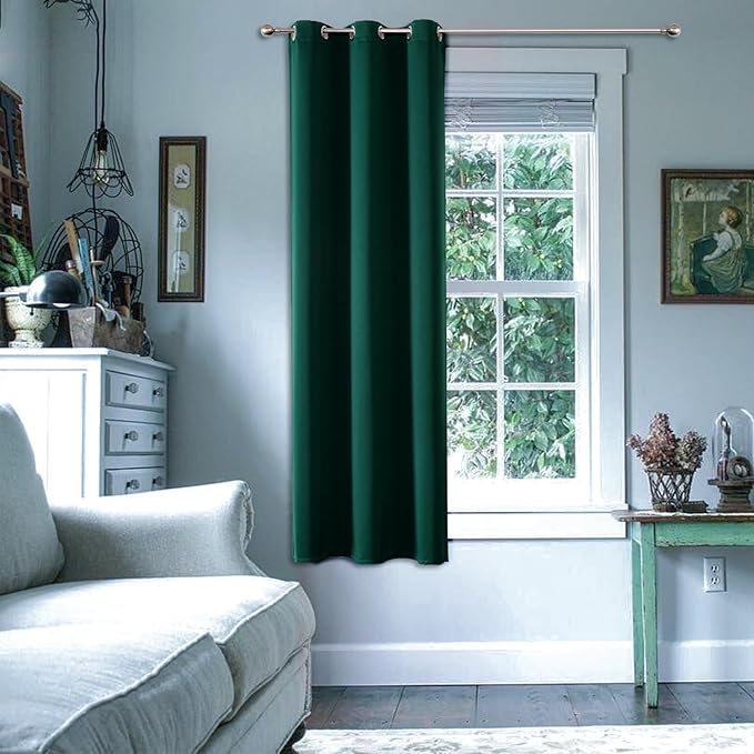 ChrisDowa Blackout Curtains 54 Inches Long for Living Room, Grommet Thermal Insulated Room Darkening Curtains for Bedroom (1 Panel Set, Forest Green, 38 x 54 Inch)