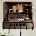 Personalized 2D Flat Print Music Producer Themed Wall Hooks for Women Men Family Friends Custom Music Recording Studio Key Storage Holder Radio Station Coat Rack Home Decor Gift for Culb Living Room