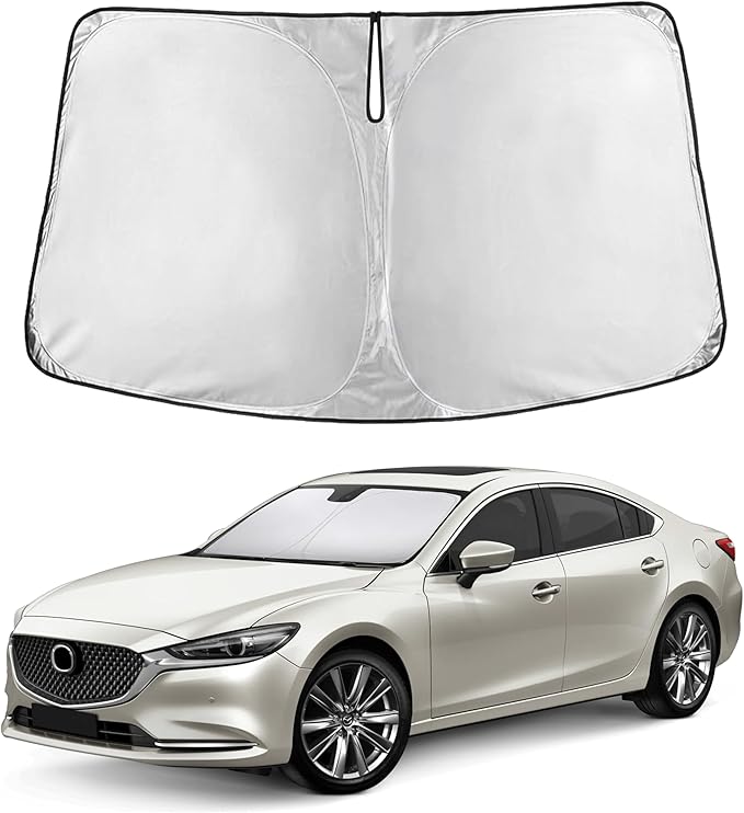EcoNour Windshield Sun Shade Compatible for Mazda 6 2014–2021 | Sedan Front Window Sunshade | Foldable Sun Visor Protector | UV Protection & Heat Reduction