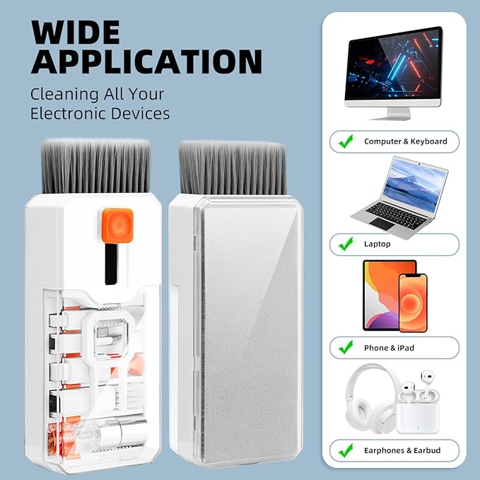 Keyboard Cleaning Kit Laptop Cleaner, All-in-1 Computer Screen Cleaning Brush Tool, Multi-Function PC Accessories Electronic Cleaner Kit Spray for iPhone iPad Macbook Earbud Camera Monitor with Patent