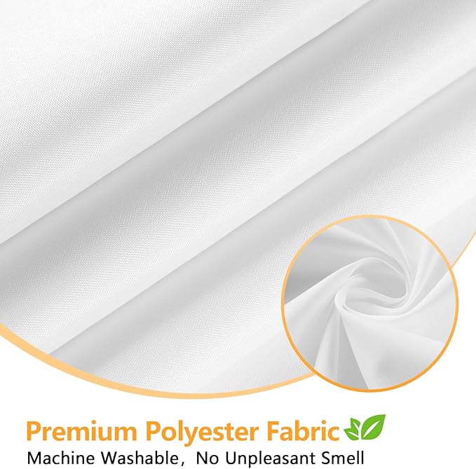 Waterproof Fabric Shower Curtain Liner with 3 Weighted Magnets, 72 x 90 Inch White Washable Shower Curtain Tall, Extra Long Cloth Shower Liner for Bathroom