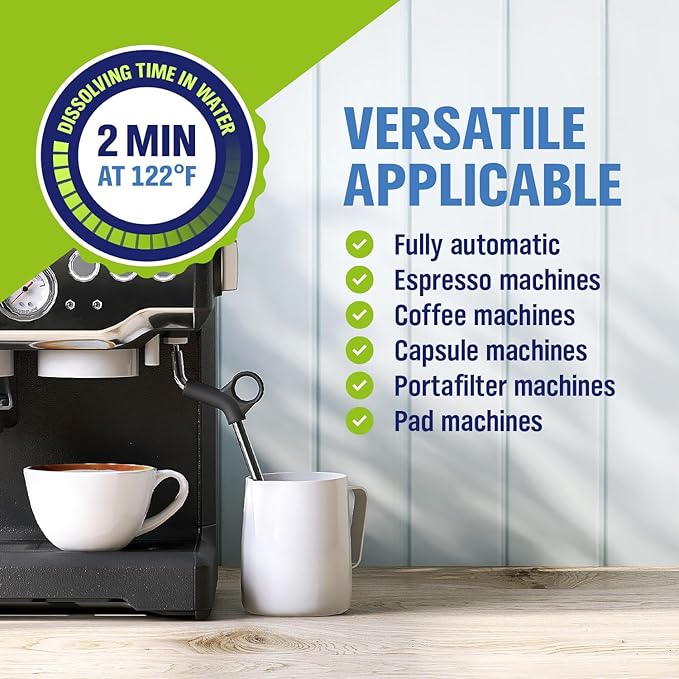 WoldoClean Coffee Machine Cleaner & Descaler Tablets (40 Count) - Universal Descaling Tabs Compatible with Nespresso, Keurig, Ninja, Breville & Drip Coffee Makers, Removes Limescale & Mineral Buildup