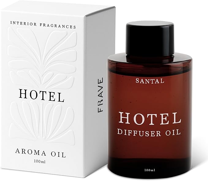 Santal Hotel Diffuser Oil, 100ml, 3.38 oz Aroma Oil, Scent Inspired by 1 Hotels Miami, Luxurious Relaxing Aromatherapy Refill Fragrance for Waterless Cold Air Diffusers, Home, Office, Hotel