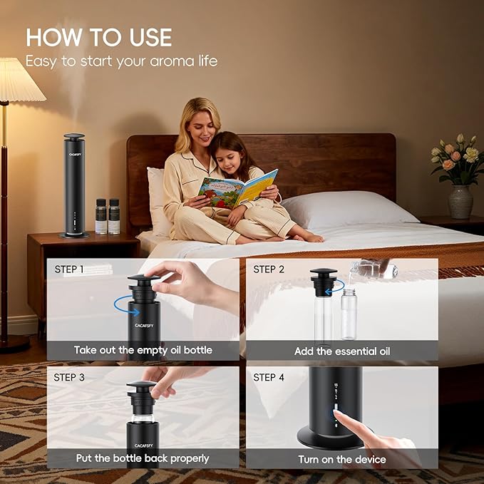 The CACAFSFY Waterless Scent Diffuser Starter Kit -Include 2x120ml Essential Oils,Suitable for Home and Hotel Series Air Diffuser, 1000 Square Inches of Coverage,Remote Control-Hotel Scent Diffuser